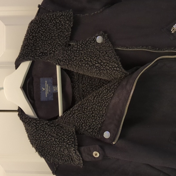 American Eagle Faux Suede Sherpa Jacket, Size XS - Picture 4 of 9